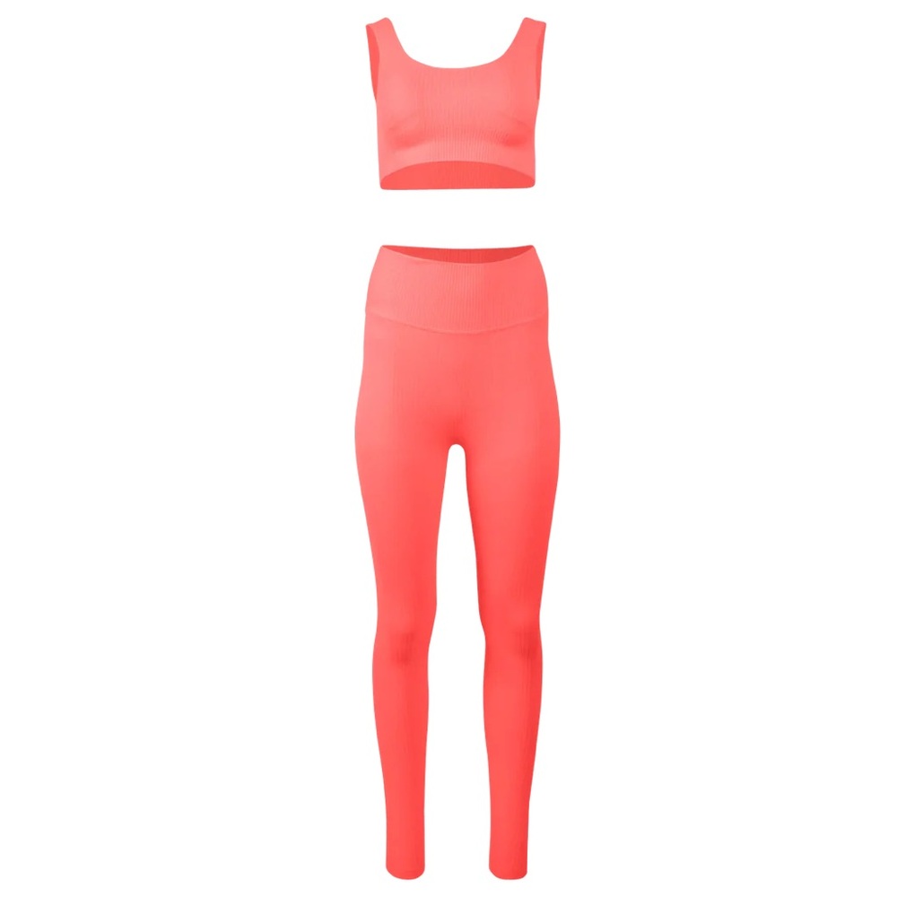 Bum Athletics Ribbed High Waist Leggings in Neon Raspberry